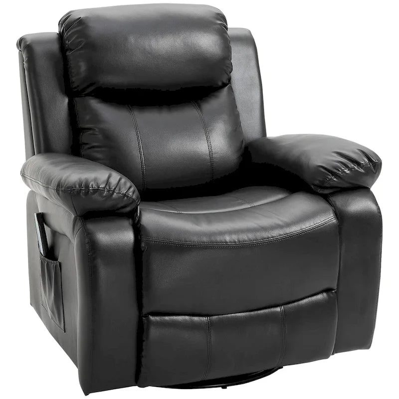 Fauteuil inclinable de massage en cuir PU HOMCOM, fauteuil berçant pivotant avec télécommande, repose-pieds, siège rembourré pour salon