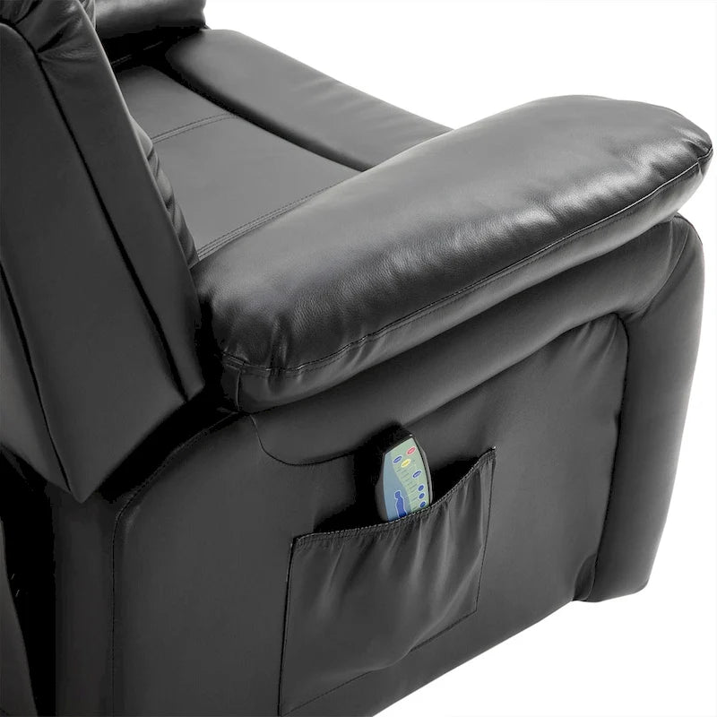 Fauteuil inclinable de massage en cuir PU HOMCOM, fauteuil berçant pivotant avec télécommande, repose-pieds, siège rembourré pour salon