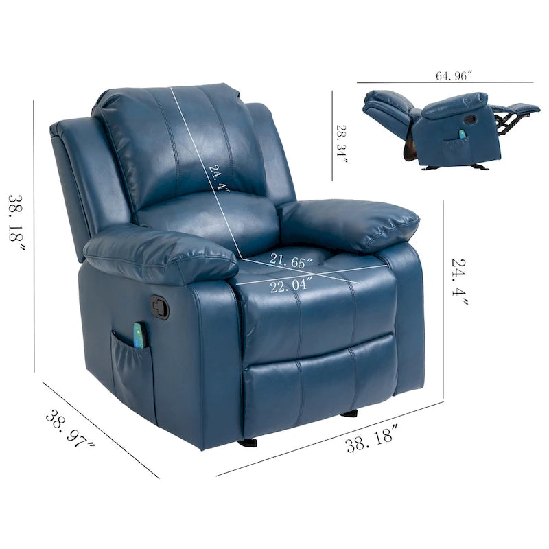 Fauteuil inclinable Clihome en similicuir avec fonction massage