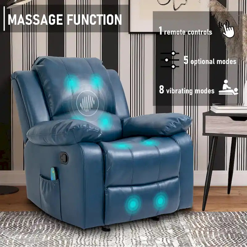 Fauteuil inclinable Clihome en similicuir avec fonction massage