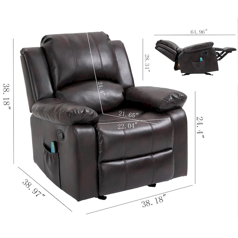 Fauteuil inclinable Clihome en similicuir avec fonction massage