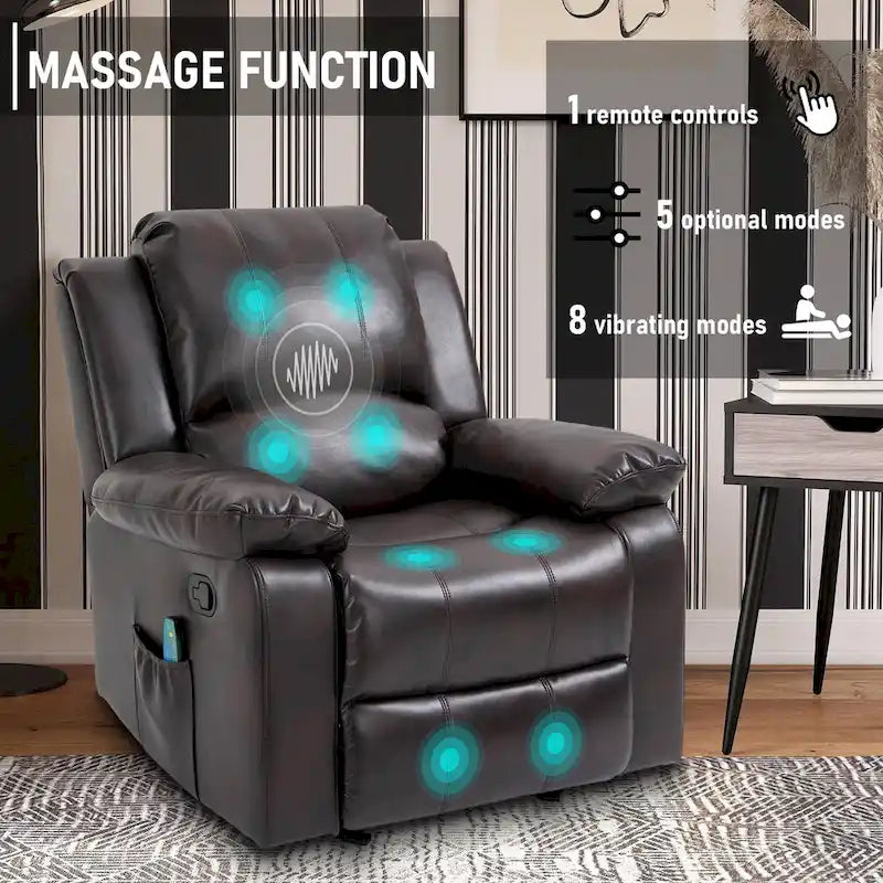 Fauteuil inclinable Clihome en similicuir avec fonction massage