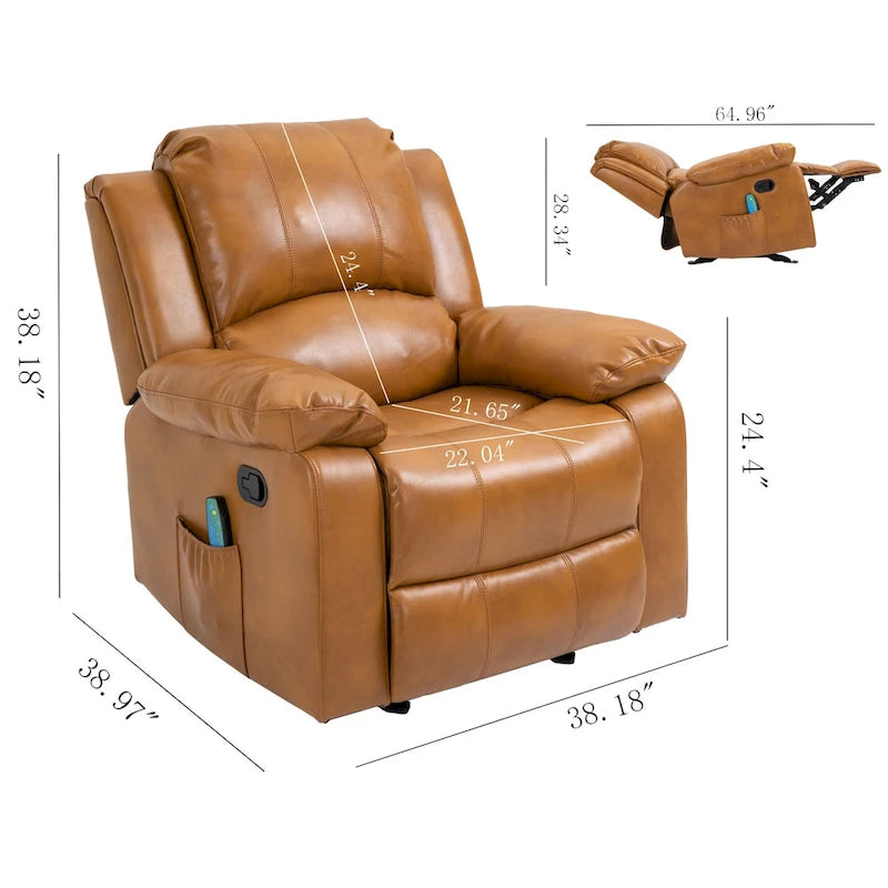 Fauteuil inclinable Clihome en similicuir avec fonction massage