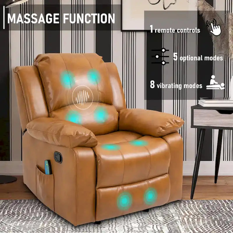 Fauteuil inclinable Clihome en similicuir avec fonction massage