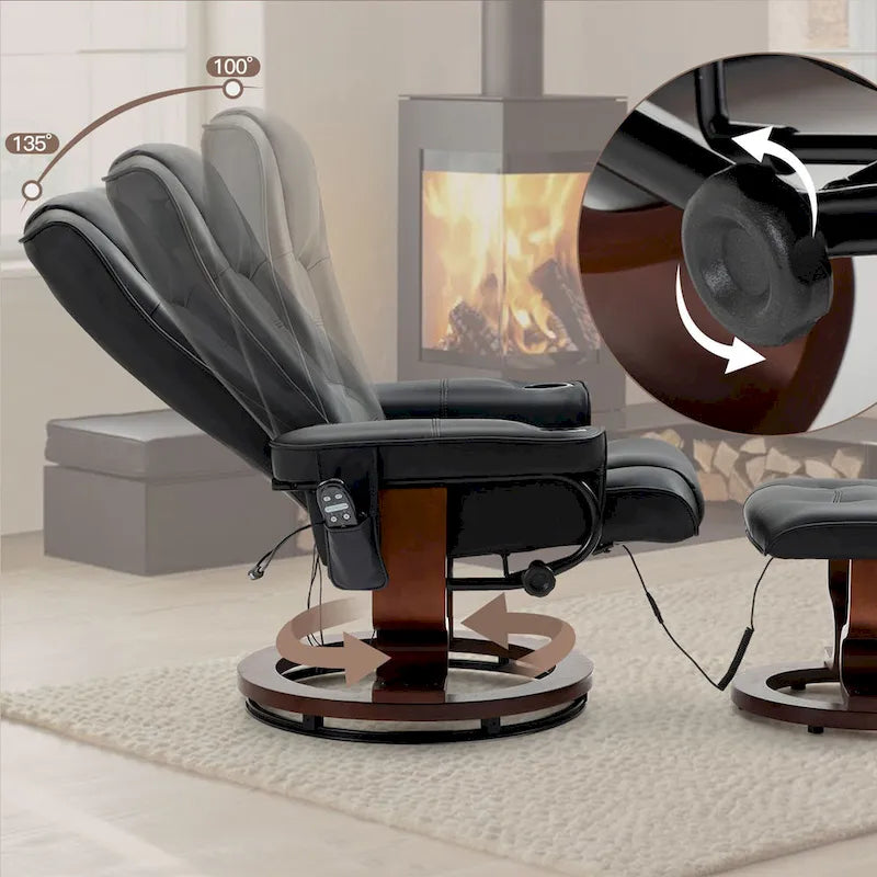 Fauteuil inclinable AVAWING avec ottoman Massage par vibration Pivotant