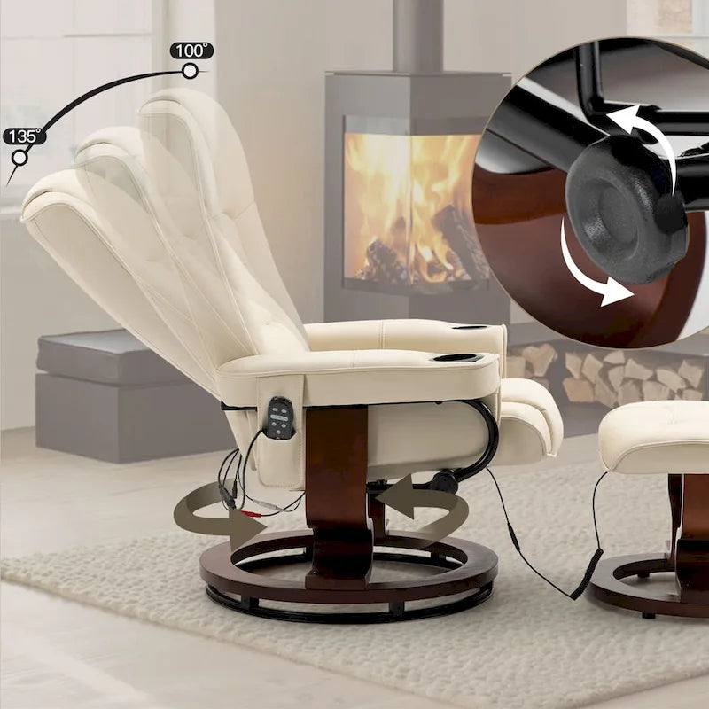 Fauteuil inclinable AVAWING avec ottoman Massage par vibration Pivotant