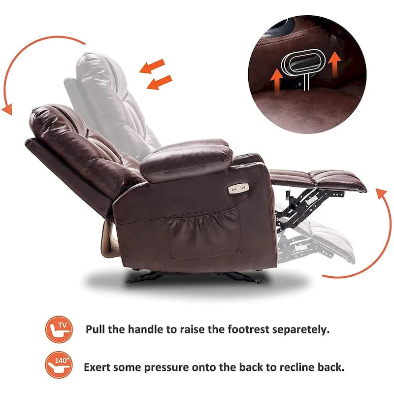 Fauteuil Inclinable Manuel MCombo avec Port USB, Similicuir 8002