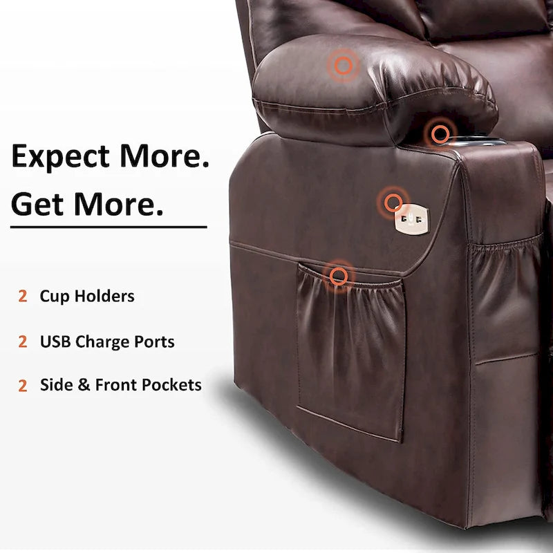 Fauteuil Inclinable Manuel MCombo avec Port USB, Similicuir 8002