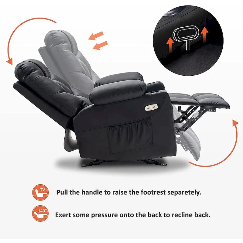 Fauteuil Inclinable Manuel MCombo avec Port USB, Similicuir 8002
