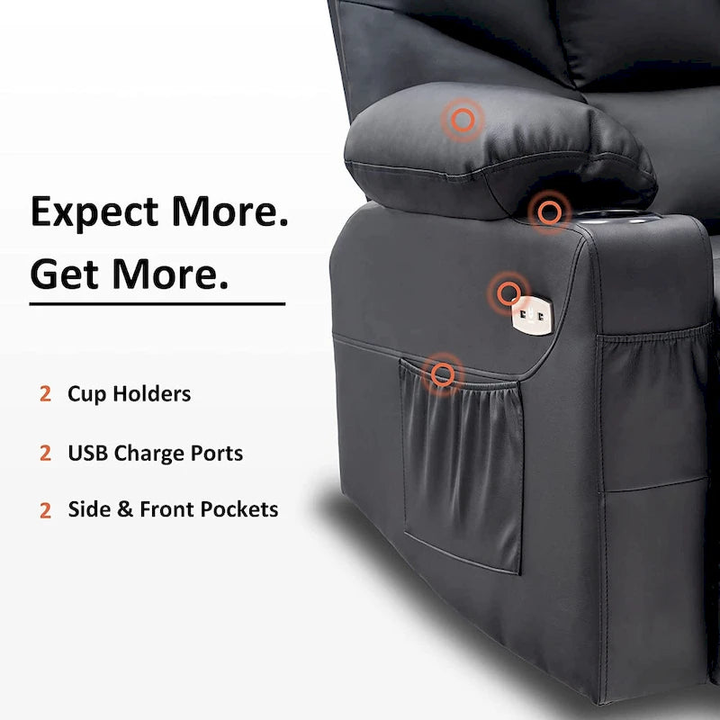 Fauteuil Inclinable Manuel MCombo avec Port USB, Similicuir 8002