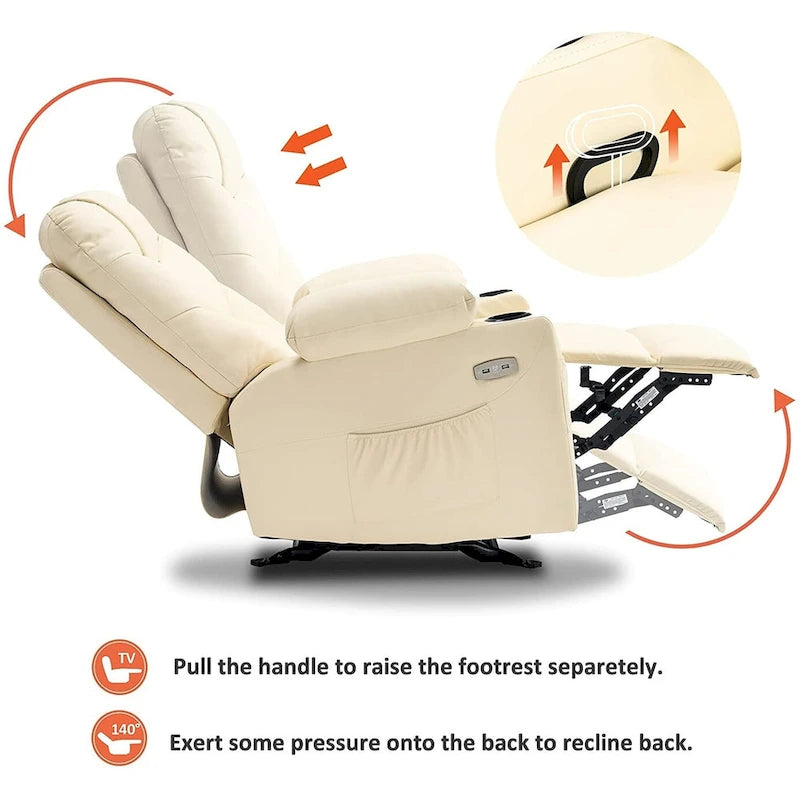Fauteuil Inclinable Manuel MCombo avec Port USB, Similicuir 8002