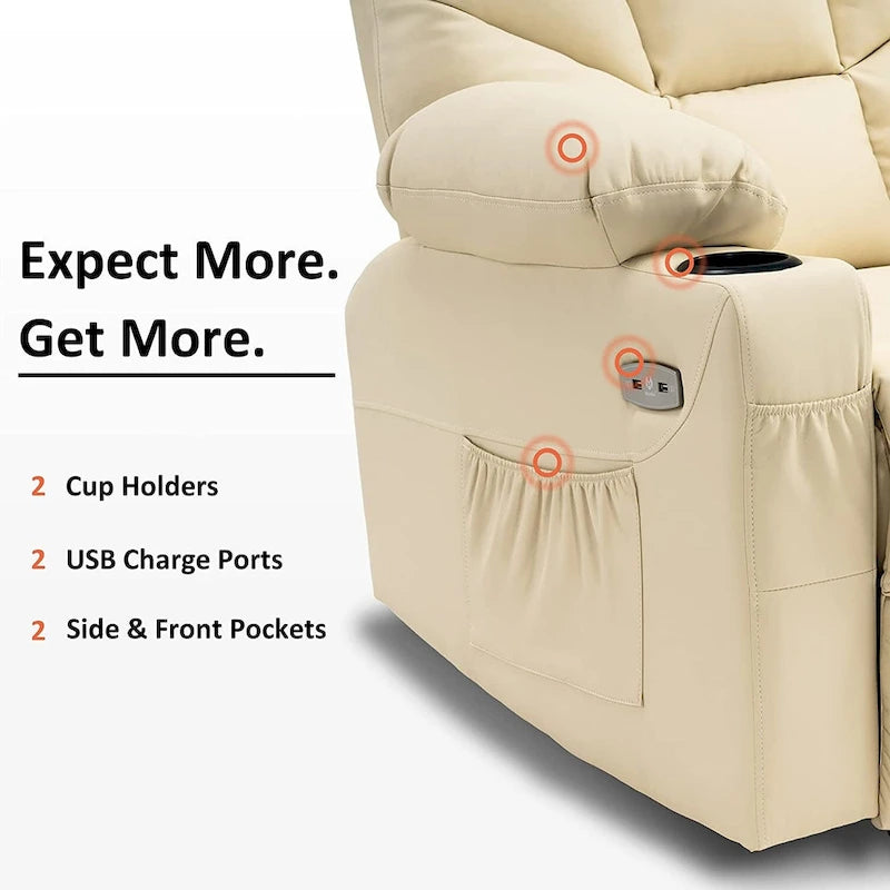 Fauteuil Inclinable Manuel MCombo avec Port USB, Similicuir 8002