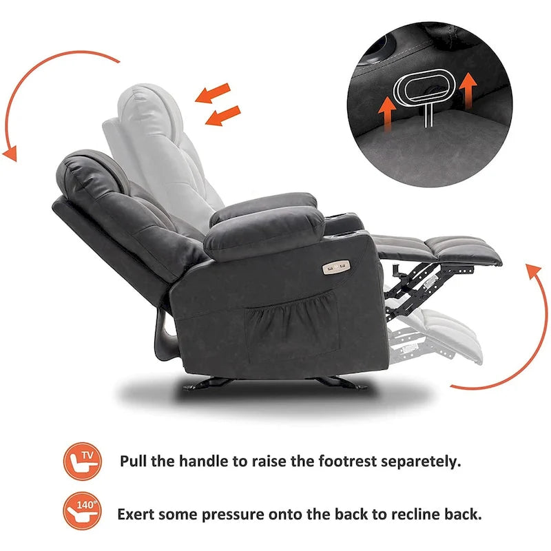 Fauteuil Inclinable Manuel MCombo avec Port USB, Similicuir 8002