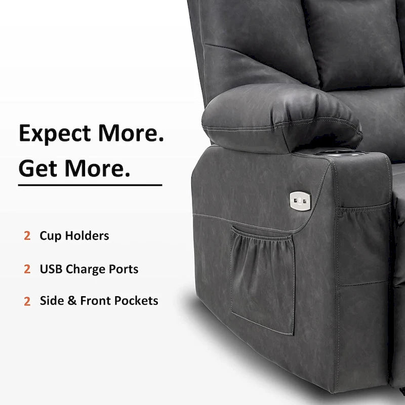 Fauteuil Inclinable Manuel MCombo avec Port USB, Similicuir 8002
