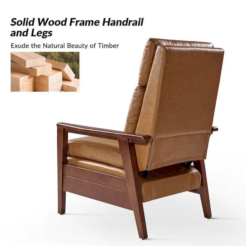 Fauteuil inclinable Patrick en similicuir végan et bois massif, lot de 2, par HULALA HOME