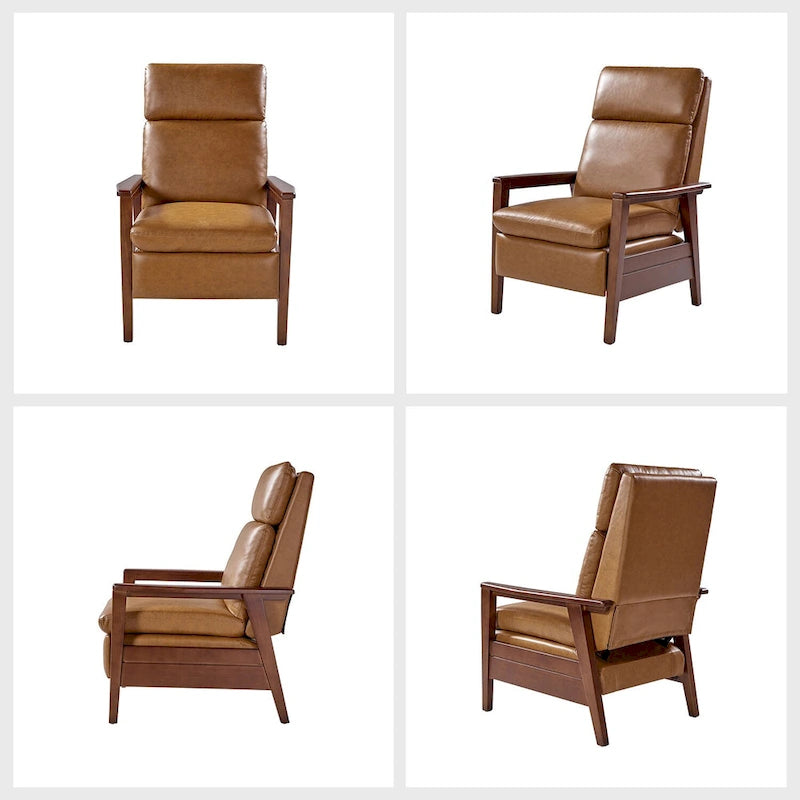 Fauteuil inclinable Patrick en similicuir végan et bois massif, lot de 2, par HULALA HOME