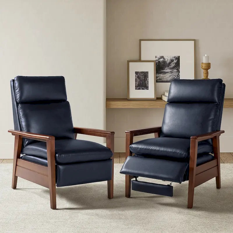 Fauteuil inclinable Patrick en similicuir végan et bois massif, lot de 2, par HULALA HOME