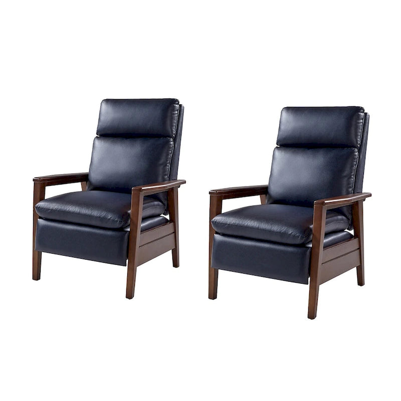 Fauteuil inclinable Patrick en similicuir végan et bois massif, lot de 2, par HULALA HOME