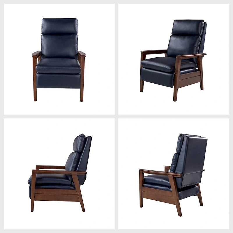Fauteuil inclinable Patrick en similicuir végan et bois massif, lot de 2, par HULALA HOME