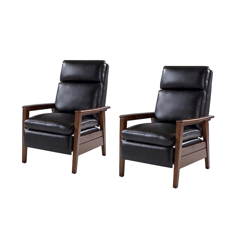 Fauteuil inclinable Patrick en similicuir végan et bois massif, lot de 2, par HULALA HOME