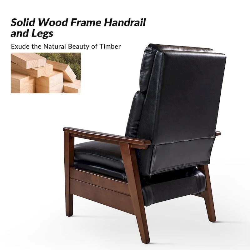 Fauteuil inclinable Patrick en similicuir végan et bois massif, lot de 2, par HULALA HOME