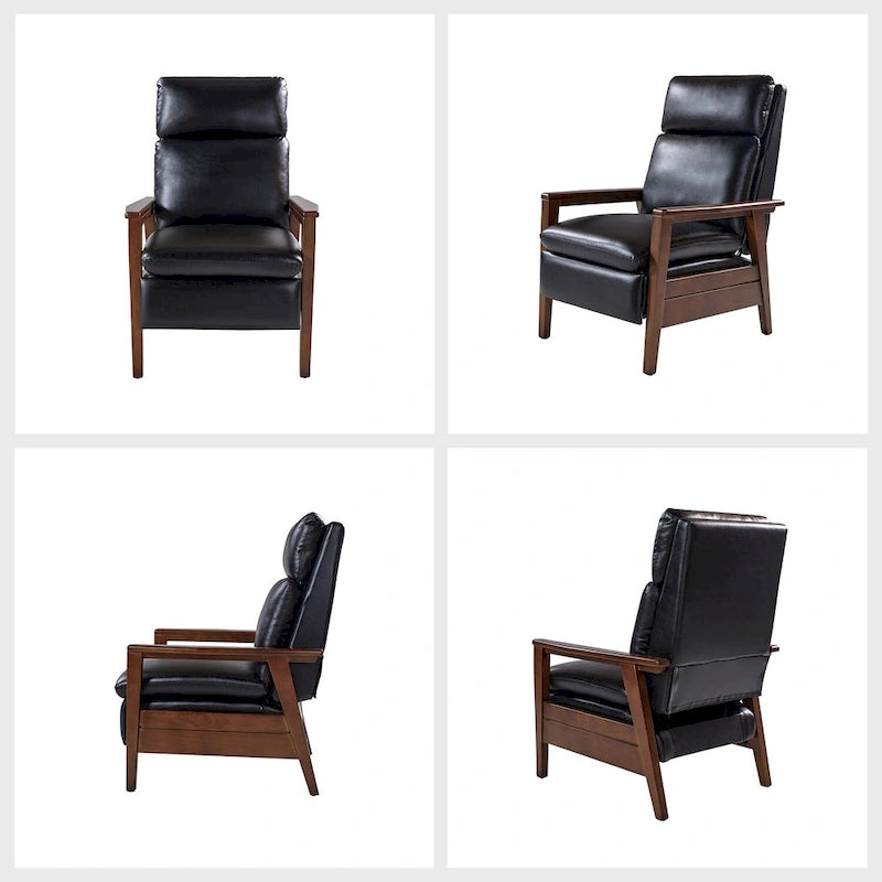 Fauteuil inclinable Patrick en similicuir végan et bois massif, lot de 2, par HULALA HOME
