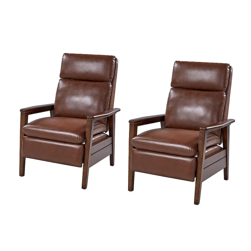 Fauteuil inclinable Patrick en similicuir végan et bois massif, lot de 2, par HULALA HOME