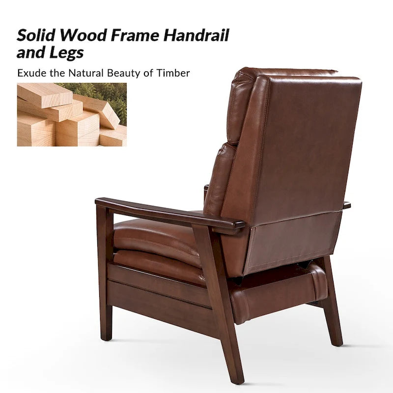 Fauteuil inclinable Patrick en similicuir végan et bois massif, lot de 2, par HULALA HOME