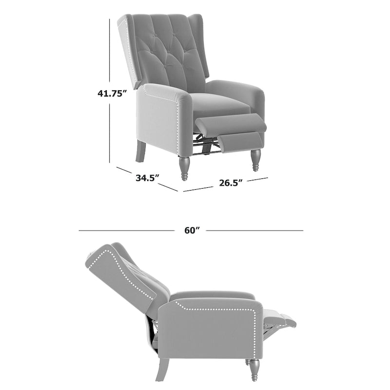 Fauteuil inclinable à dossier poussé en velours Bea Gracewood Hollow