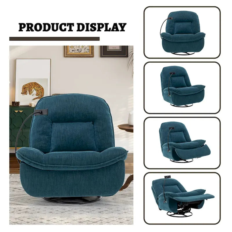 Fauteuil inclinable pivotant en chenille réglable Clihome avec support de téléphone