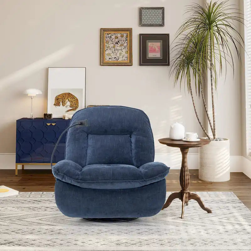 Fauteuil inclinable pivotant en chenille réglable Clihome avec support de téléphone