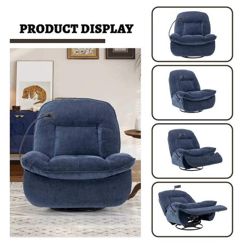 Fauteuil inclinable pivotant en chenille réglable Clihome avec support de téléphone