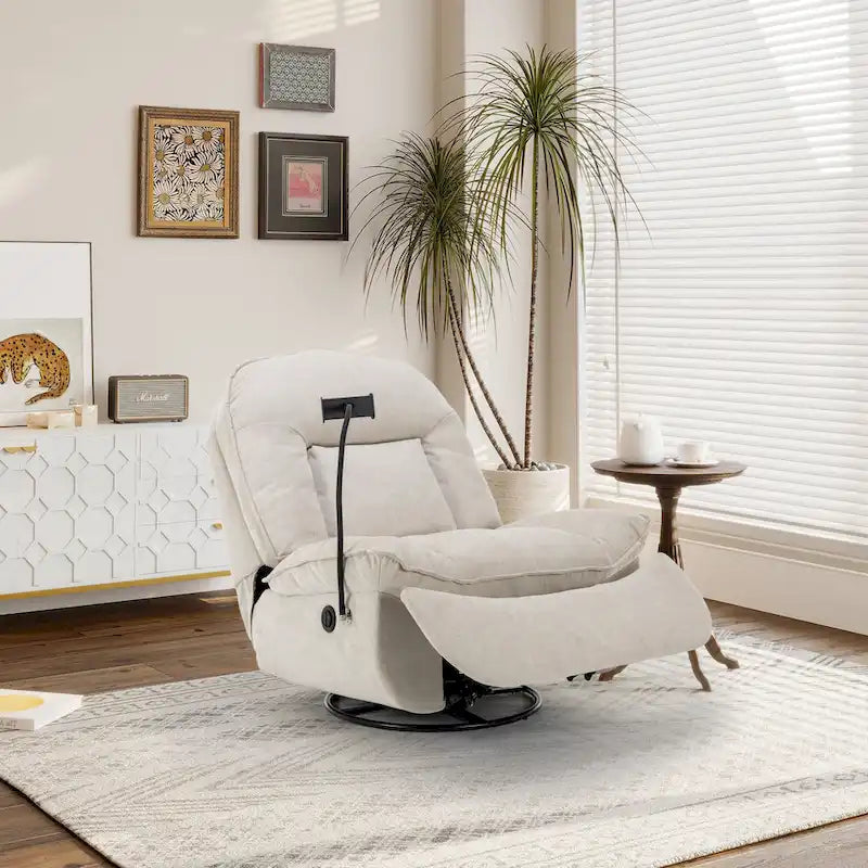 Fauteuil inclinable pivotant en chenille réglable Clihome avec support de téléphone