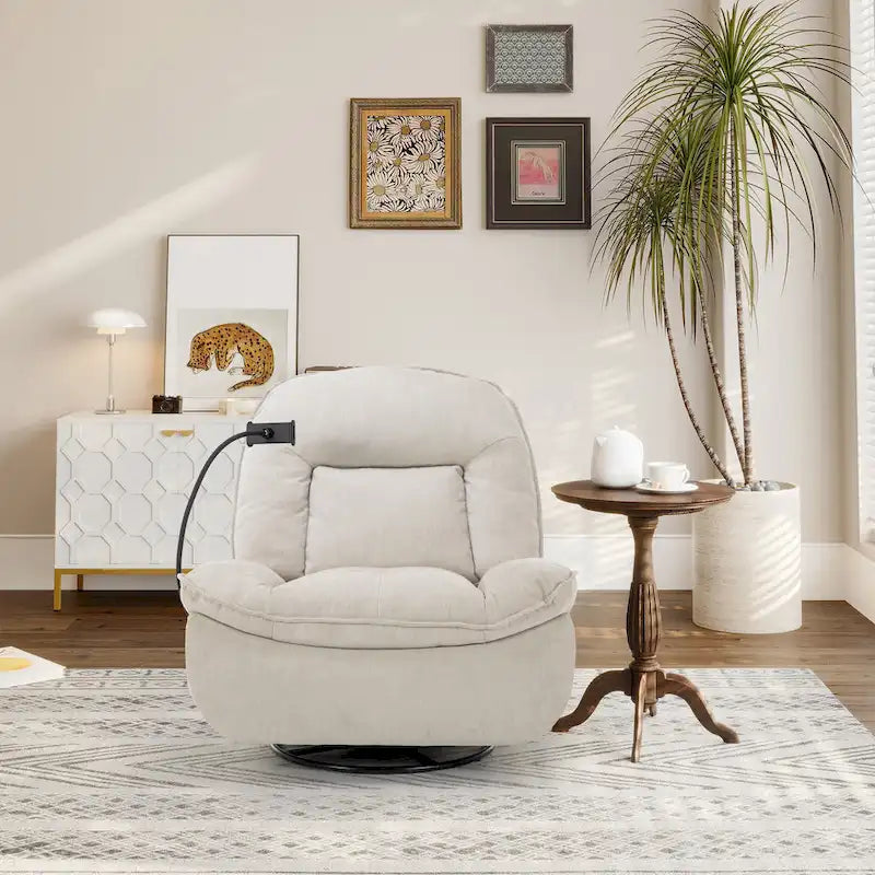 Fauteuil inclinable pivotant en chenille réglable Clihome avec support de téléphone