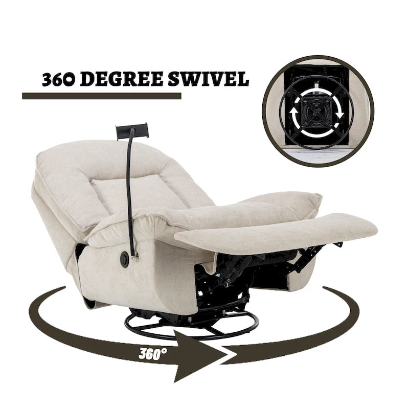 Fauteuil inclinable pivotant en chenille réglable Clihome avec support de téléphone