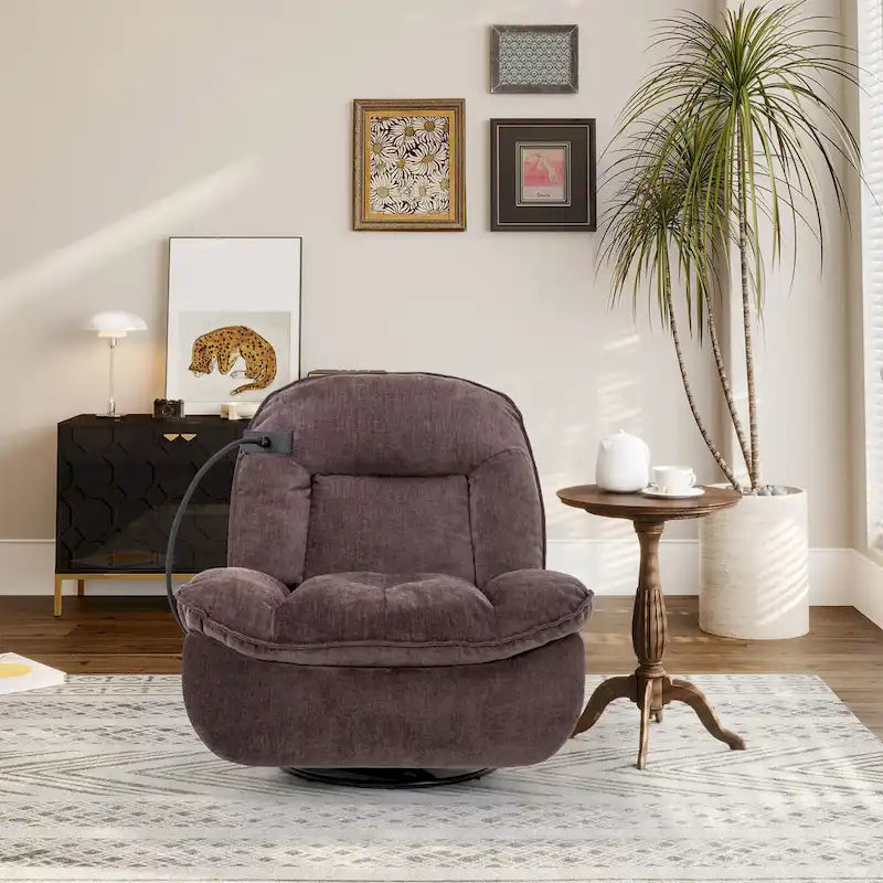 Fauteuil inclinable pivotant en chenille réglable Clihome avec support de téléphone