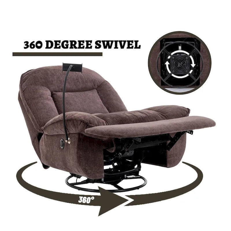 Fauteuil inclinable pivotant en chenille réglable Clihome avec support de téléphone