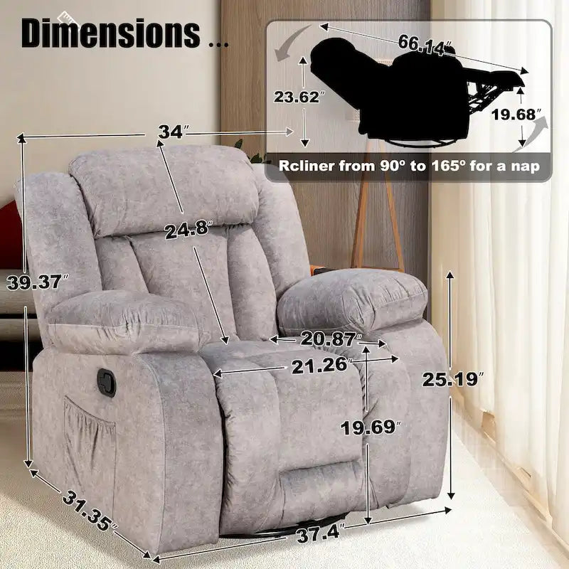 Fauteuil inclinable rembourré à bascule et pivotant