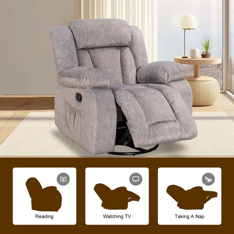Fauteuil inclinable rembourré à bascule et pivotant