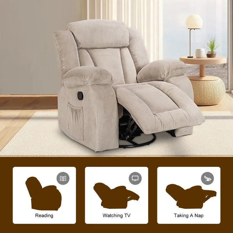 Fauteuil inclinable rembourré à bascule et pivotant