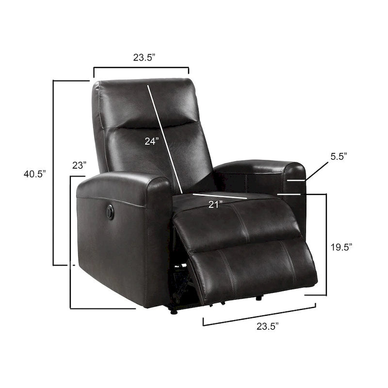 Fauteuil inclinable électrique de salon en cuir contemporain Eli avec massage lombaire