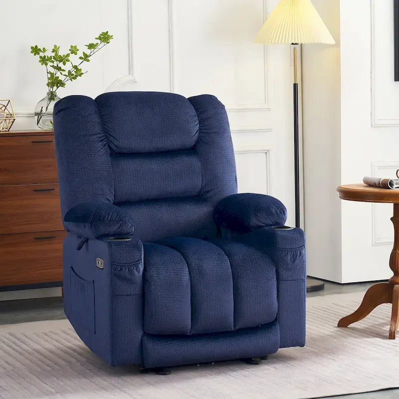 Fauteuil inclinable électrique MCombo avec chauffage et massage, tissu 6079/PR670