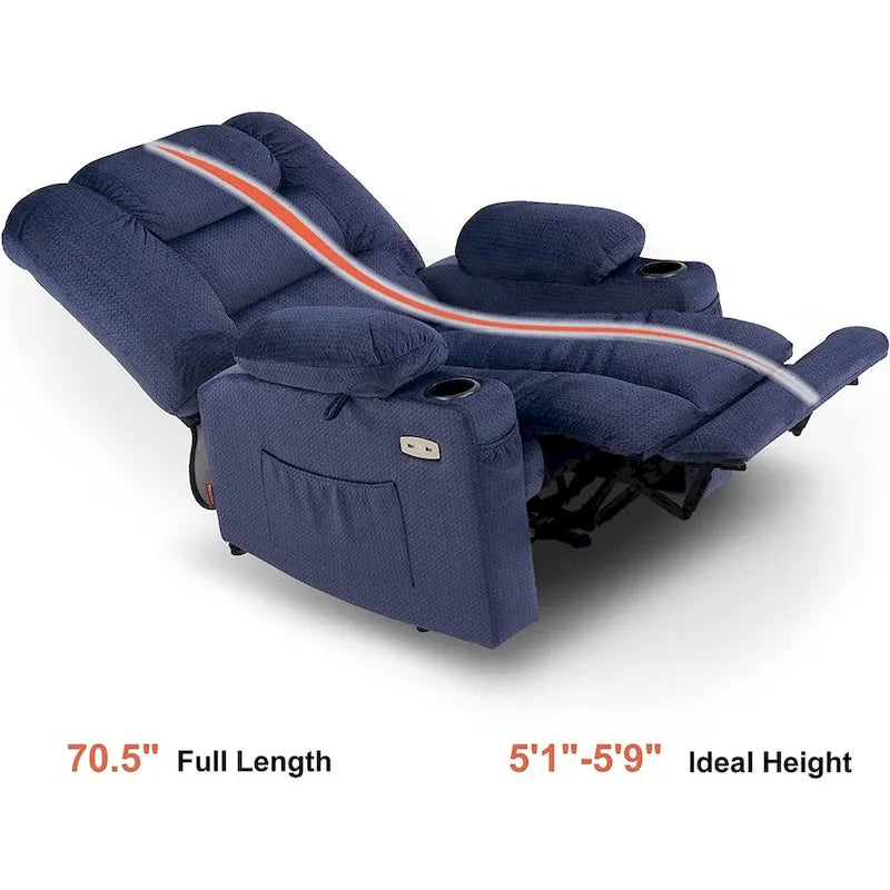 Fauteuil inclinable électrique MCombo avec chauffage et massage, tissu 6079/PR670