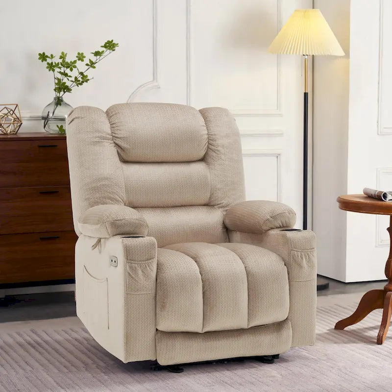 Fauteuil inclinable électrique MCombo avec chauffage et massage, tissu 6079/PR670