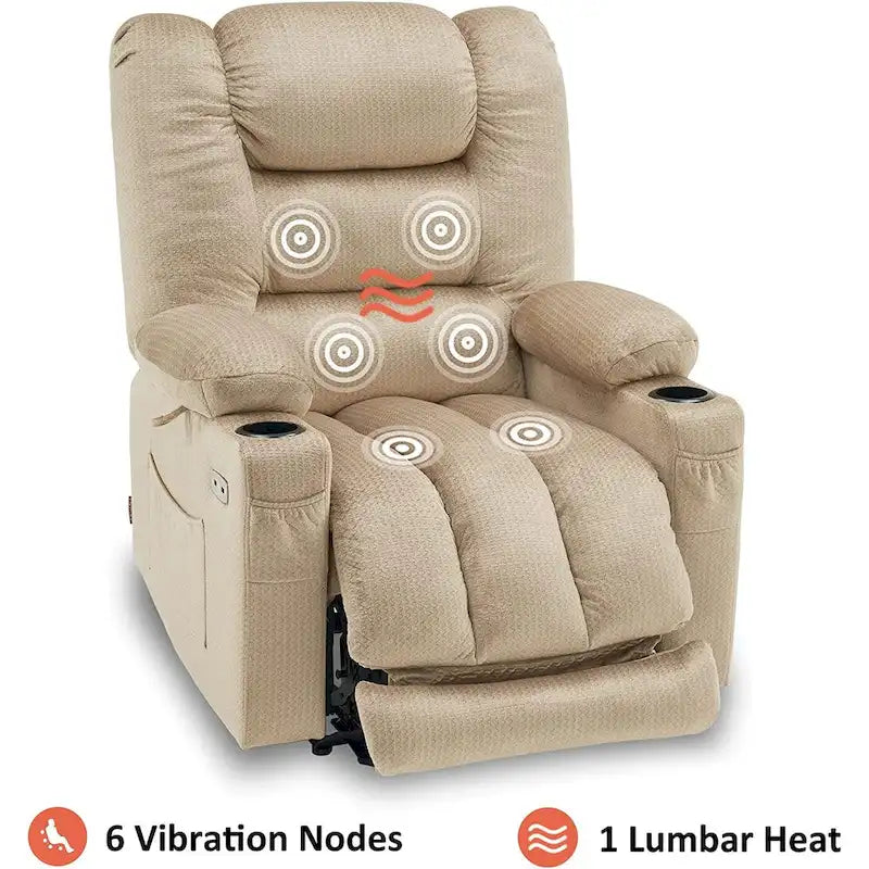 Fauteuil inclinable électrique MCombo avec chauffage et massage, tissu 6079/PR670