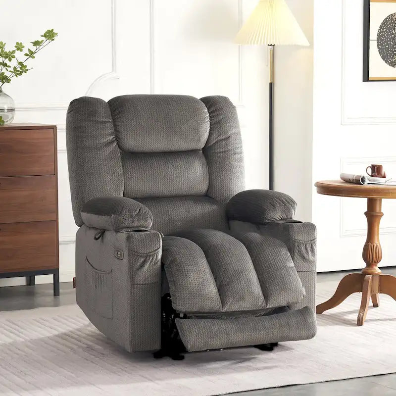 Fauteuil inclinable électrique MCombo avec chauffage et massage, tissu 6079/PR670