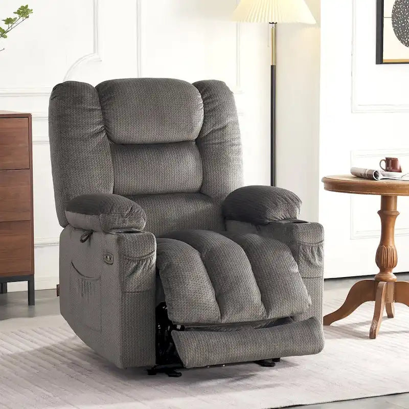 Fauteuil inclinable électrique MCombo avec chauffage et massage, tissu 6079/PR670