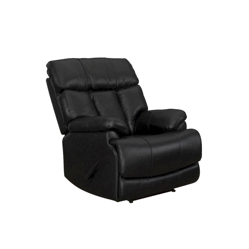 Fauteuil inclinable manuel Davin en cuir véritable pleine fleur marron avec repose-pieds extensible
