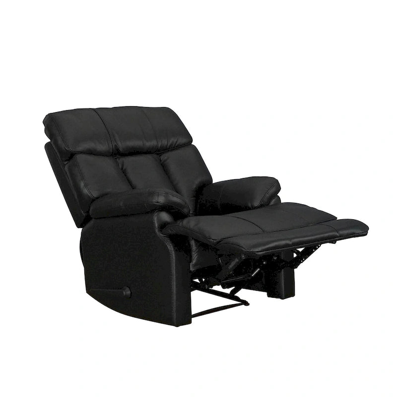 Fauteuil inclinable manuel Davin en cuir véritable pleine fleur marron avec repose-pieds extensible