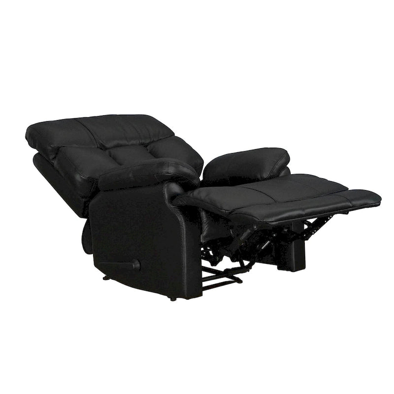 Fauteuil inclinable manuel Davin en cuir véritable pleine fleur marron avec repose-pieds extensible
